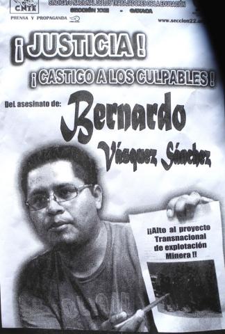 Poster of assassinated activist Bernardo Vasquez.