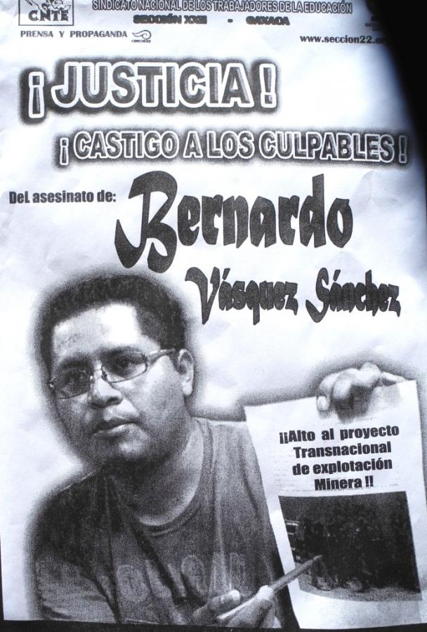 Poster of assassinated activist Bernardo Vasquez.
